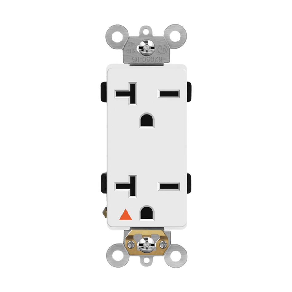 Enerlites 62050-IG-W - Isolated Ground Decorator Duplex Receptacle, 6-20R - White