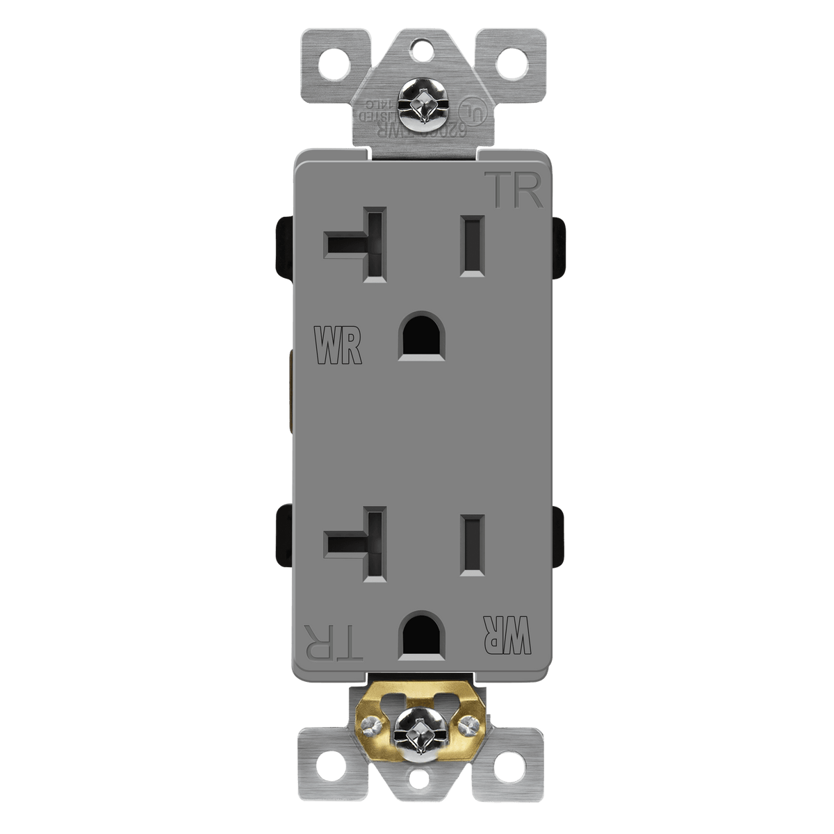 Enerlites 62060-TWR-GY - Commercial Grade 20A Decorator Style Tamper and Weather Resistant Duplex Receptacle, 5-20R - Gray