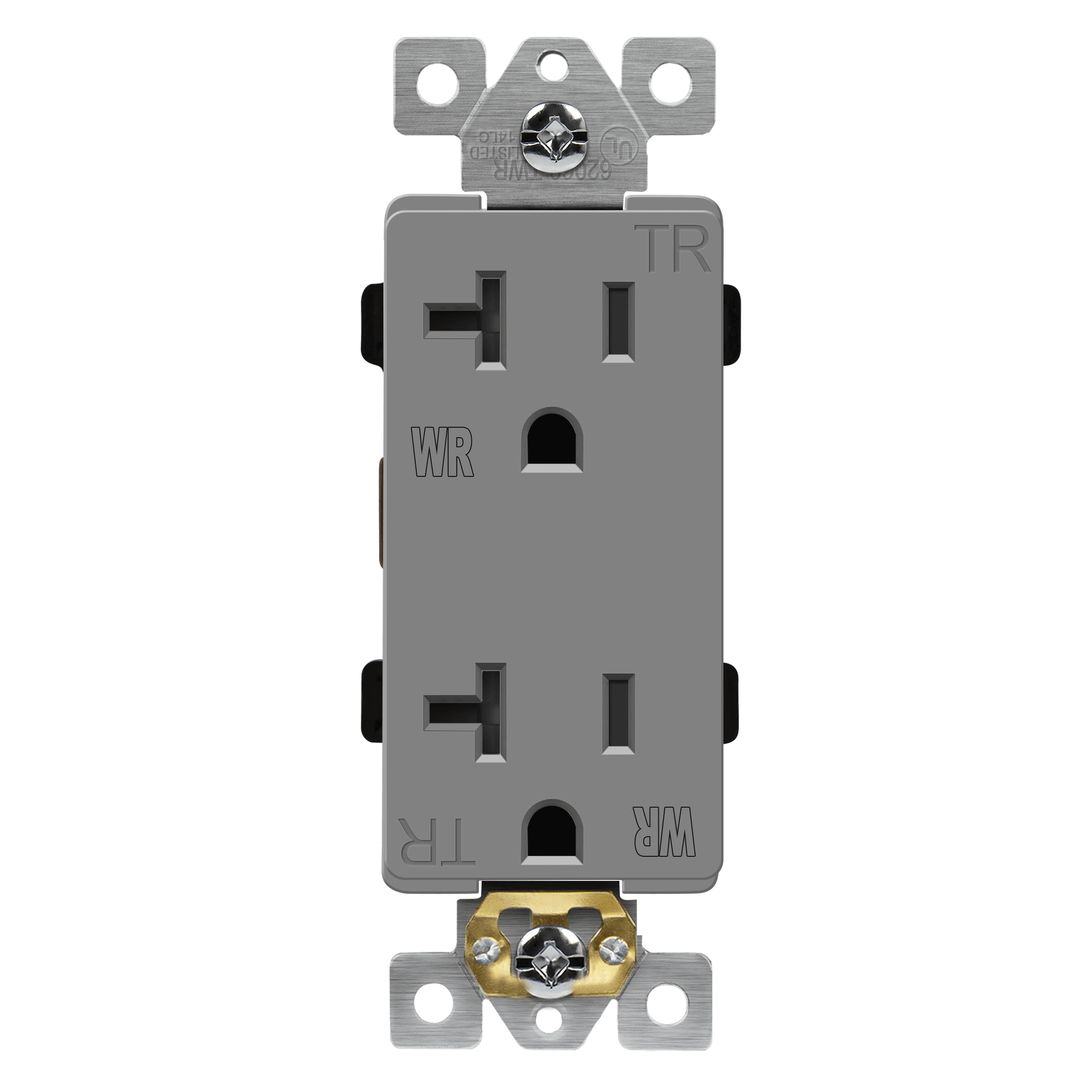 Enerlites 62060-TWR-GY - Commercial Grade 20A Decorator Style Tamper and Weather Resistant Duplex Receptacle, 5-20R - Gray