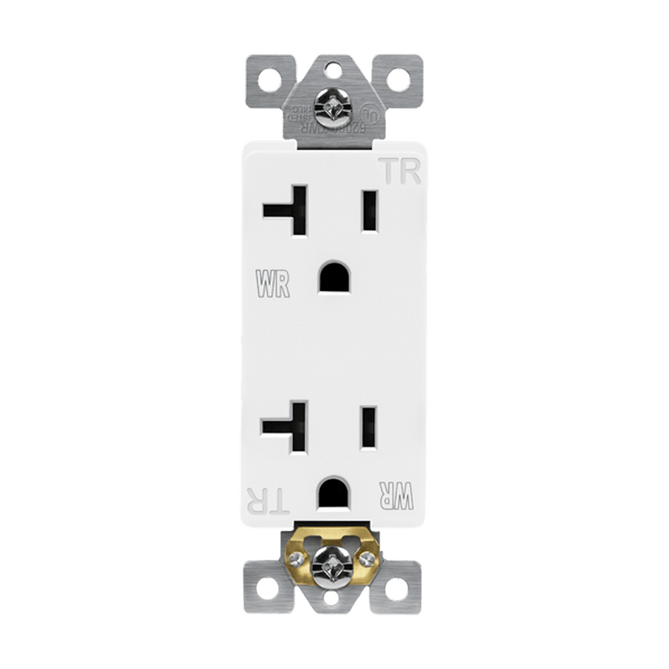 Enerlites 62060-TWR-W - Commercial Grade 20A Decorator Style Tamper and Weather Resistant Duplex Receptacle, 5-20R - White