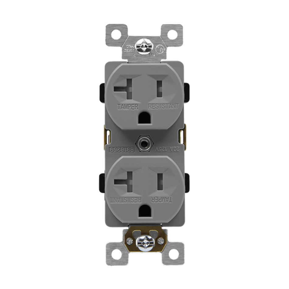 Enerlites 62080-TR-GY - Industrial Grade Heavy Duty 20A Tamper-Resistant Duplex Receptacle, 5-20R - Gray
