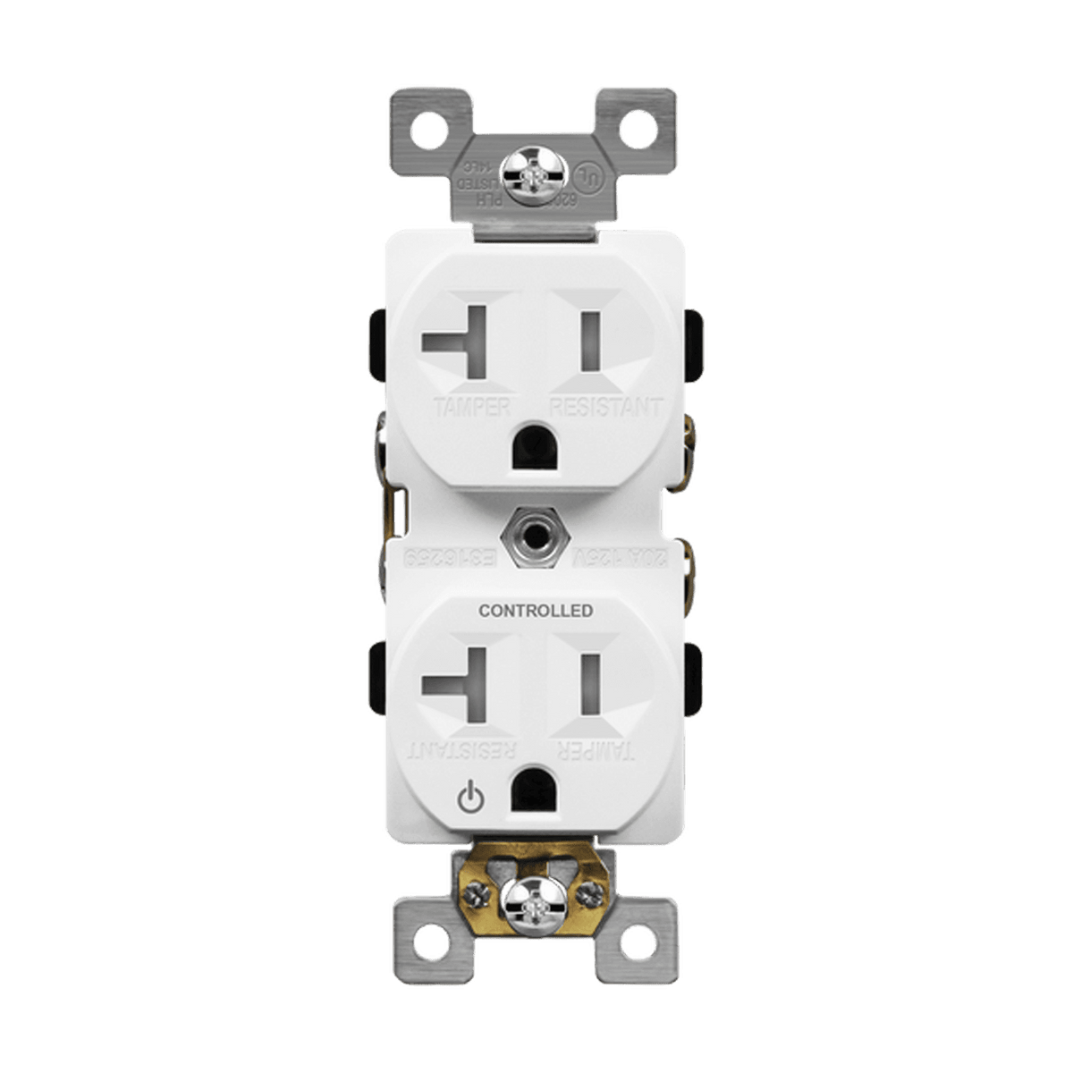 Enerlites 62080-TR-PLH-W - Half Controlled 20A Tamper-Resistant Duplex Style Plug Load Receptacle, 5-20R - White