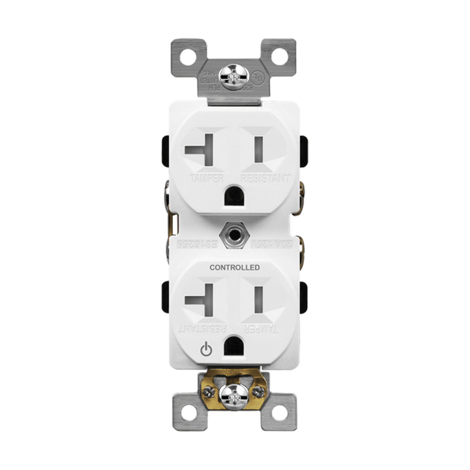Enerlites 62080-TR-PLH-W - Half Controlled 20A Tamper-Resistant Duplex Style Plug Load Receptacle, 5-20R - White