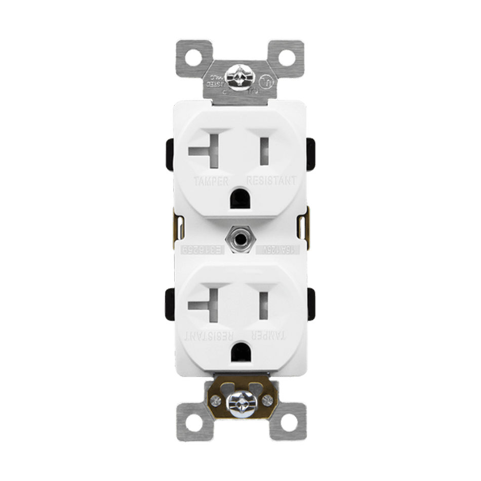 Enerlites 62080-TR-W - Industrial Grade Heavy Duty 20A Tamper-Resistant Duplex Receptacle, 5-20R - White