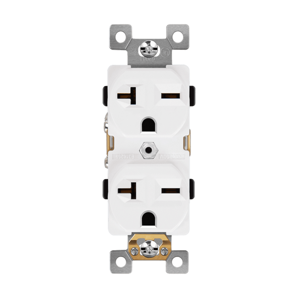 Enerlites 62081-I - Industrial Grade Heavy Duty 20A Duplex Receptacle, 6-20R - Ivory