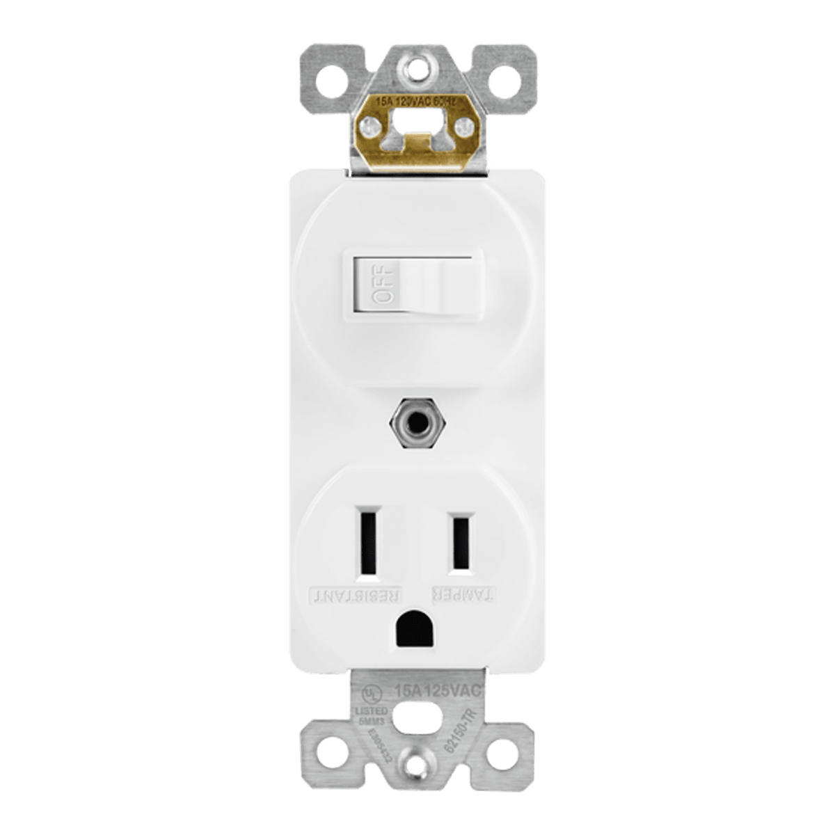 Enerlites 62150-TR-W - Combination 15A Switch/Tamper-Resistant Receptacle, Single Pole - White