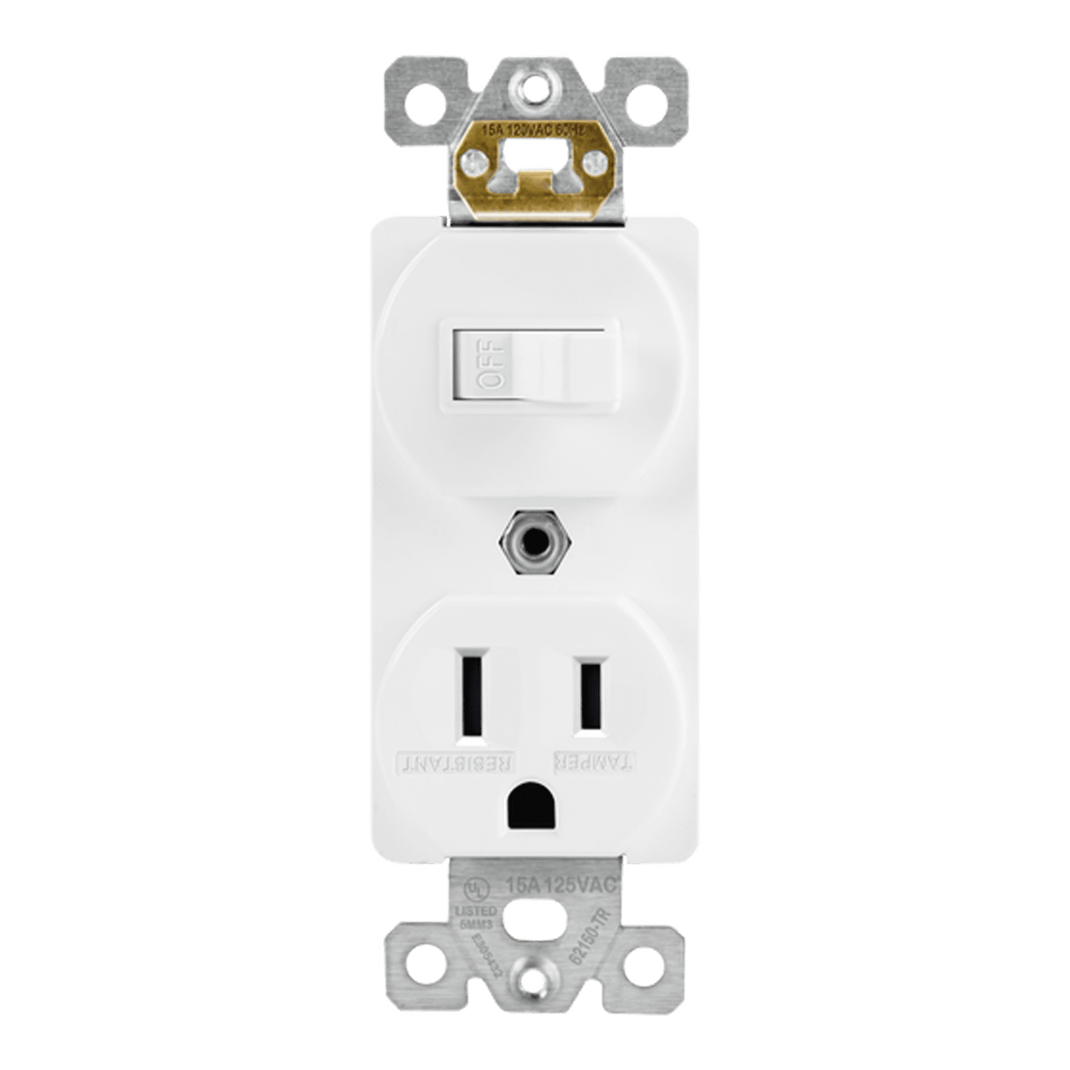 Enerlites 62150-TR-W - Combination 15A Switch/Tamper-Resistant Receptacle, Single Pole - White