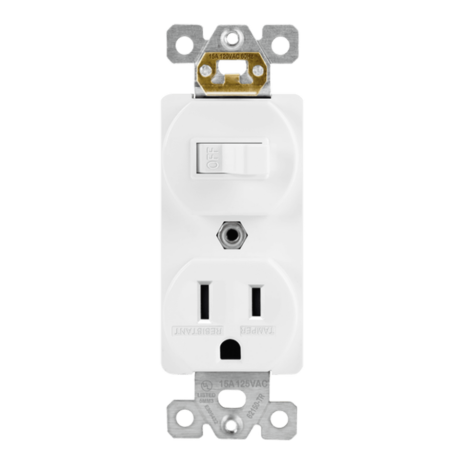 Enerlites 62150-TR-W - Combination 15A Switch/Tamper-Resistant Receptacle, Single Pole - White