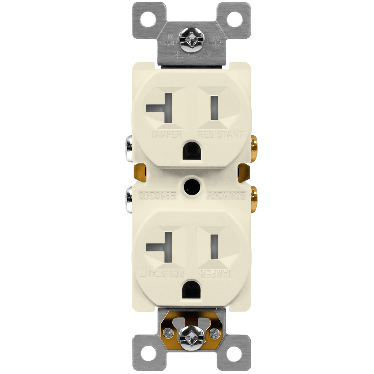 Enerlites 62580-TR-LA - Residential Grade 20A Tamper-Resistant Duplex Receptacle - Light Almond
