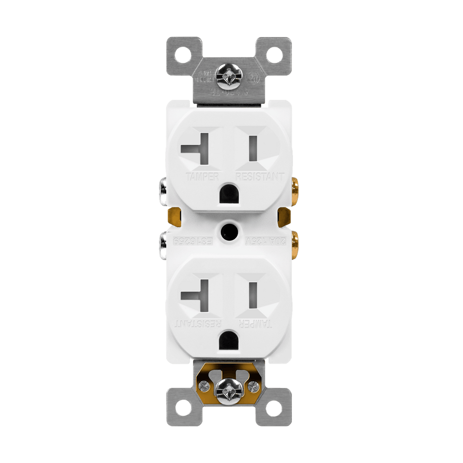 Enerlites 62580-TR-W - Residential Grade 20A Tamper-Resistant Duplex Receptacle - White