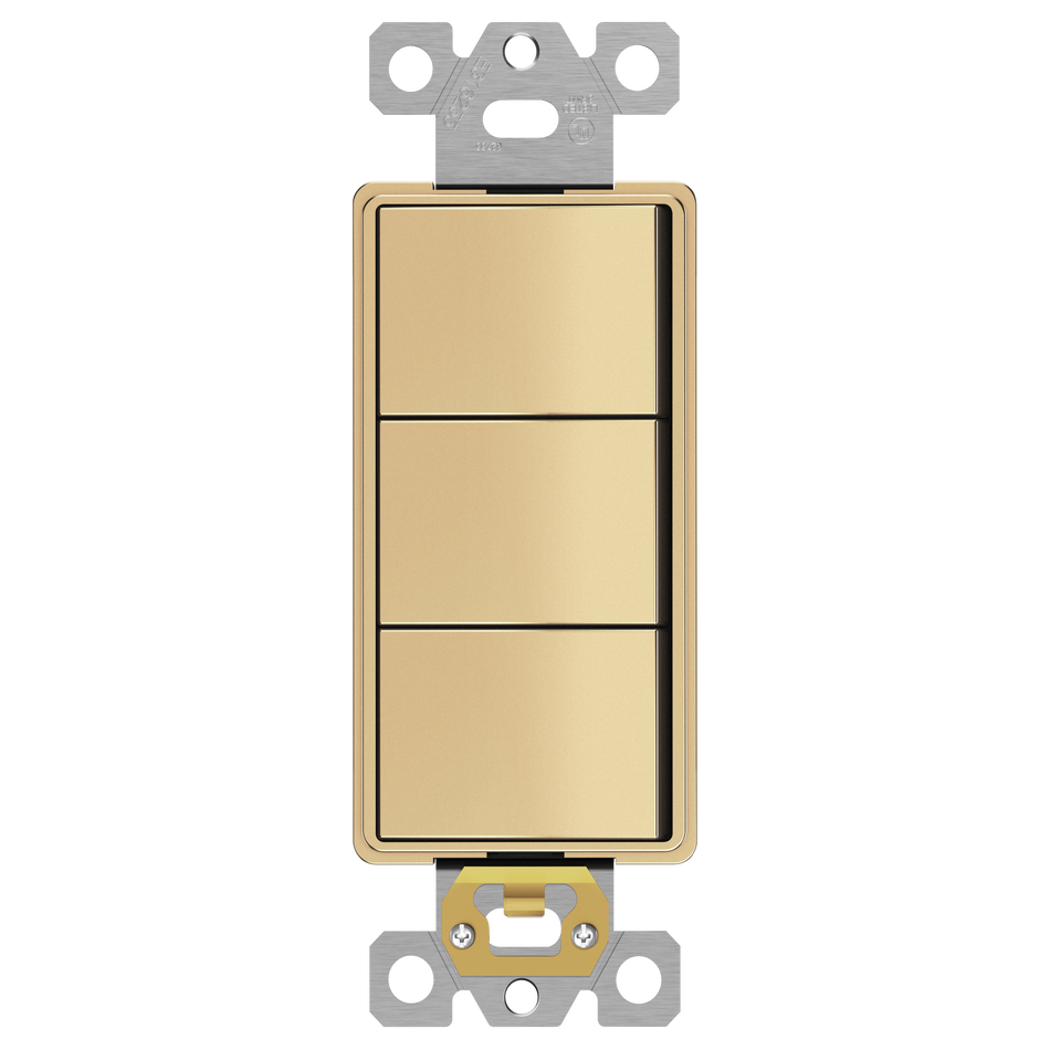 Enerlites 62755-GD - Triple Rocker Switches - Gold