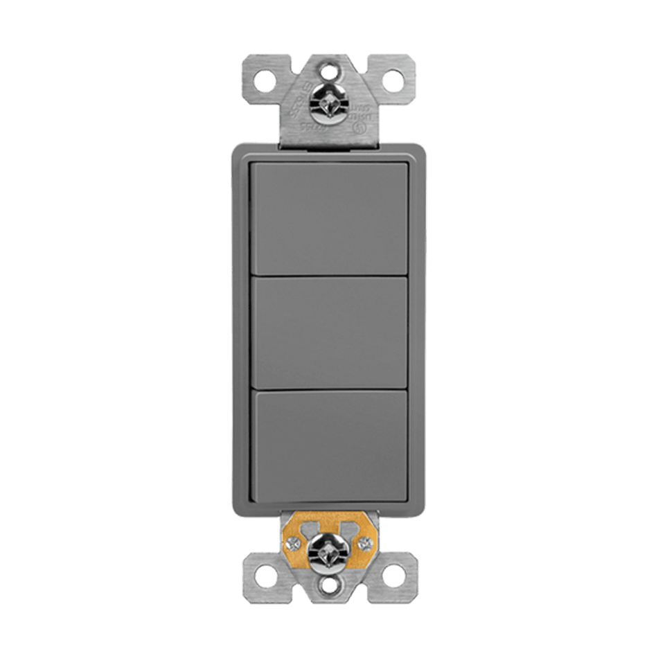 Enerlites 62755-GY - Triple Rocker Switches - Gray