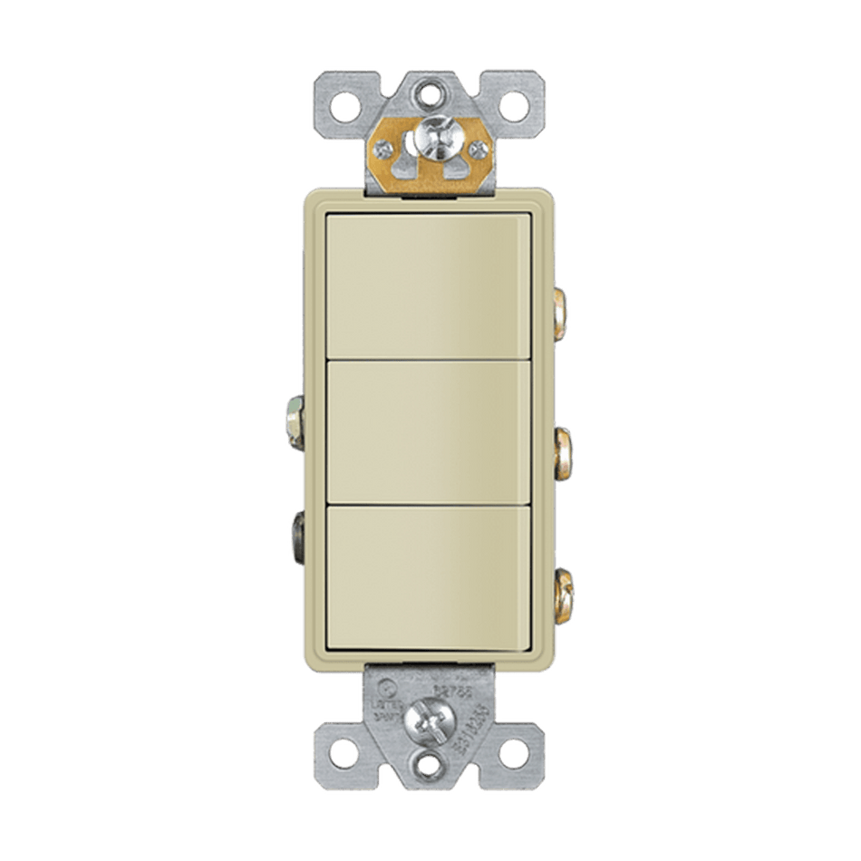 Enerlites 62755-I - Triple Rocker Switches - Ivory