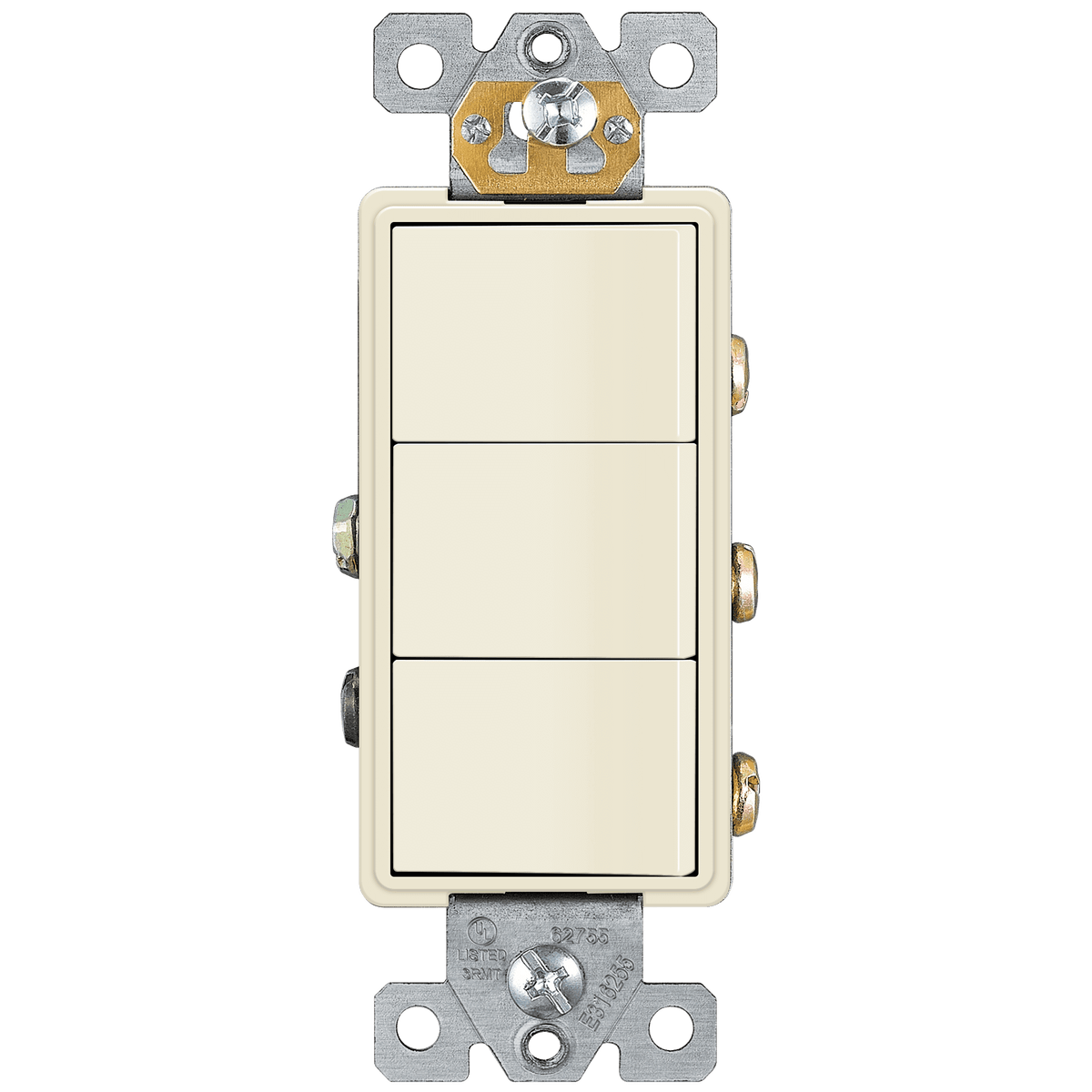 Enerlites 62755-LA - Triple Rocker Switches - Light Almond