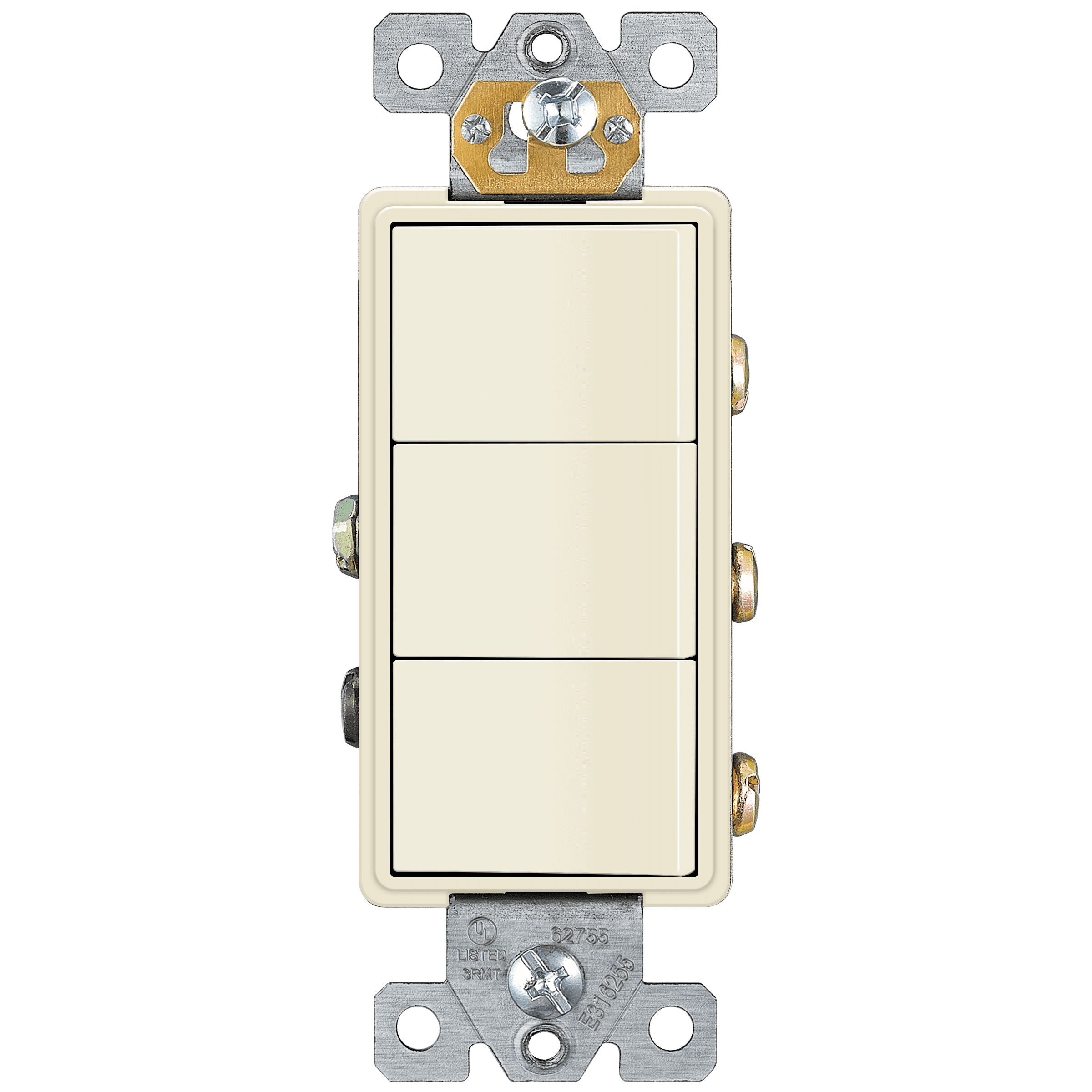 Enerlites 62755-LA - Triple Rocker Switches - Light Almond