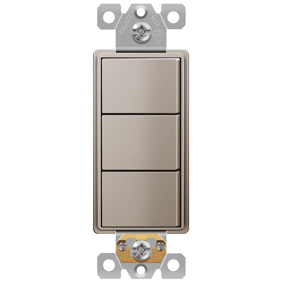 Enerlites 62755-NK - Triple Rocker Switches - Nickel