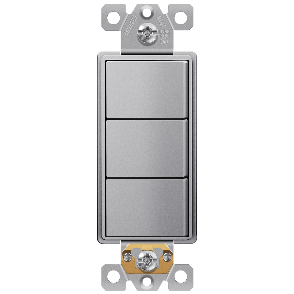 Enerlites 62755-SV - Triple Rocker Switches - Silver