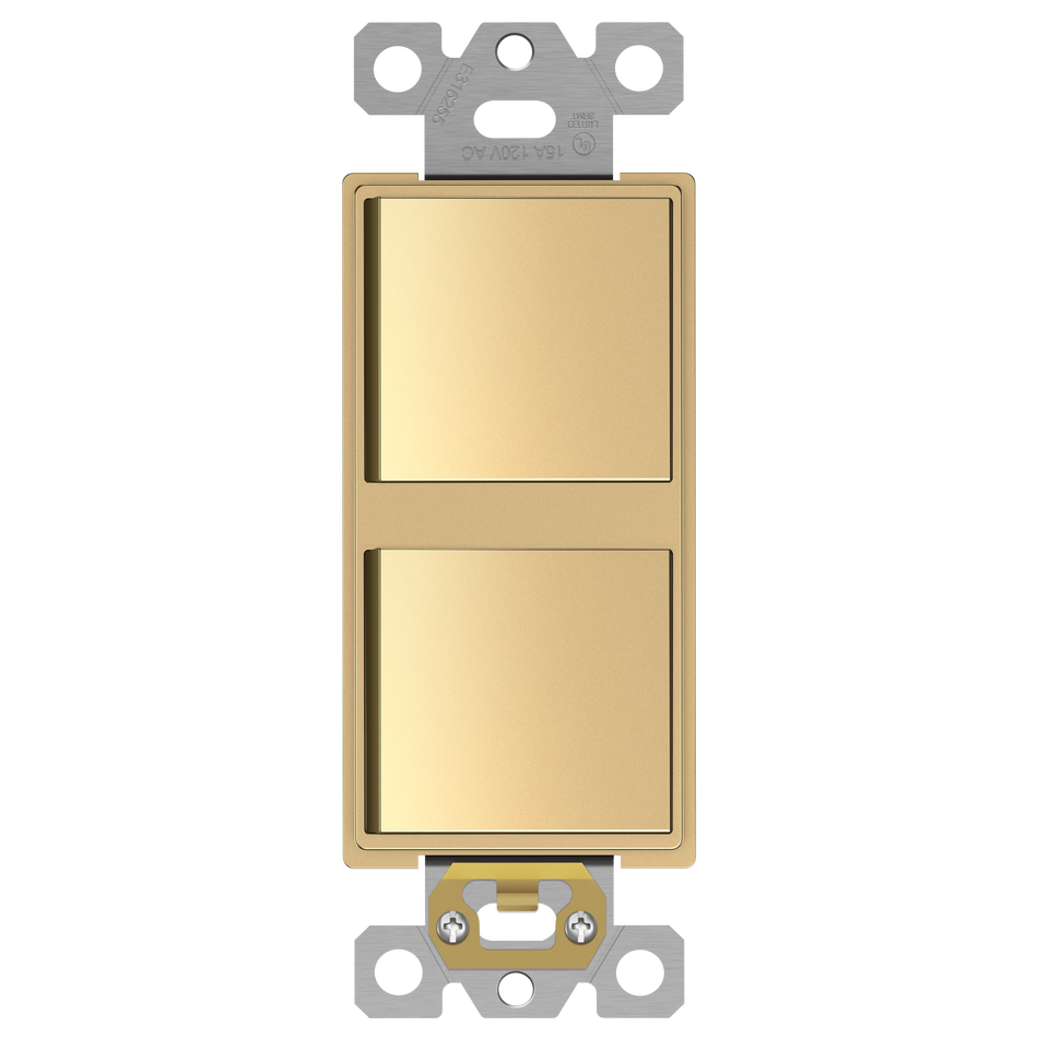 Enerlites 62834-GD - Dual Rocker Switches, Single Pole - Gold