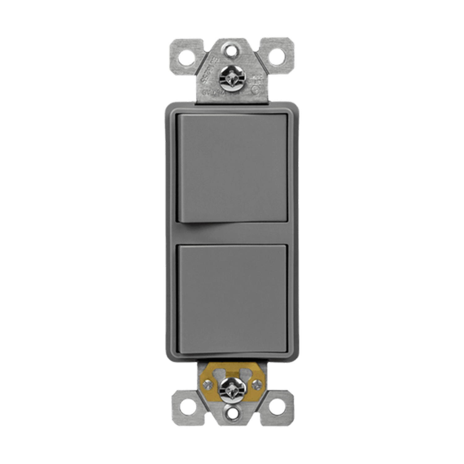 Enerlites 62834-GY - Dual Rocker Switches, Single Pole - Gray