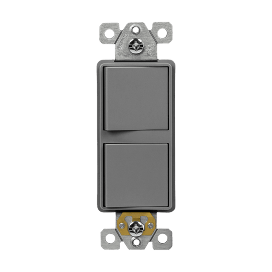 Enerlites 62834-GY - Dual Rocker Switches, Single Pole - Gray