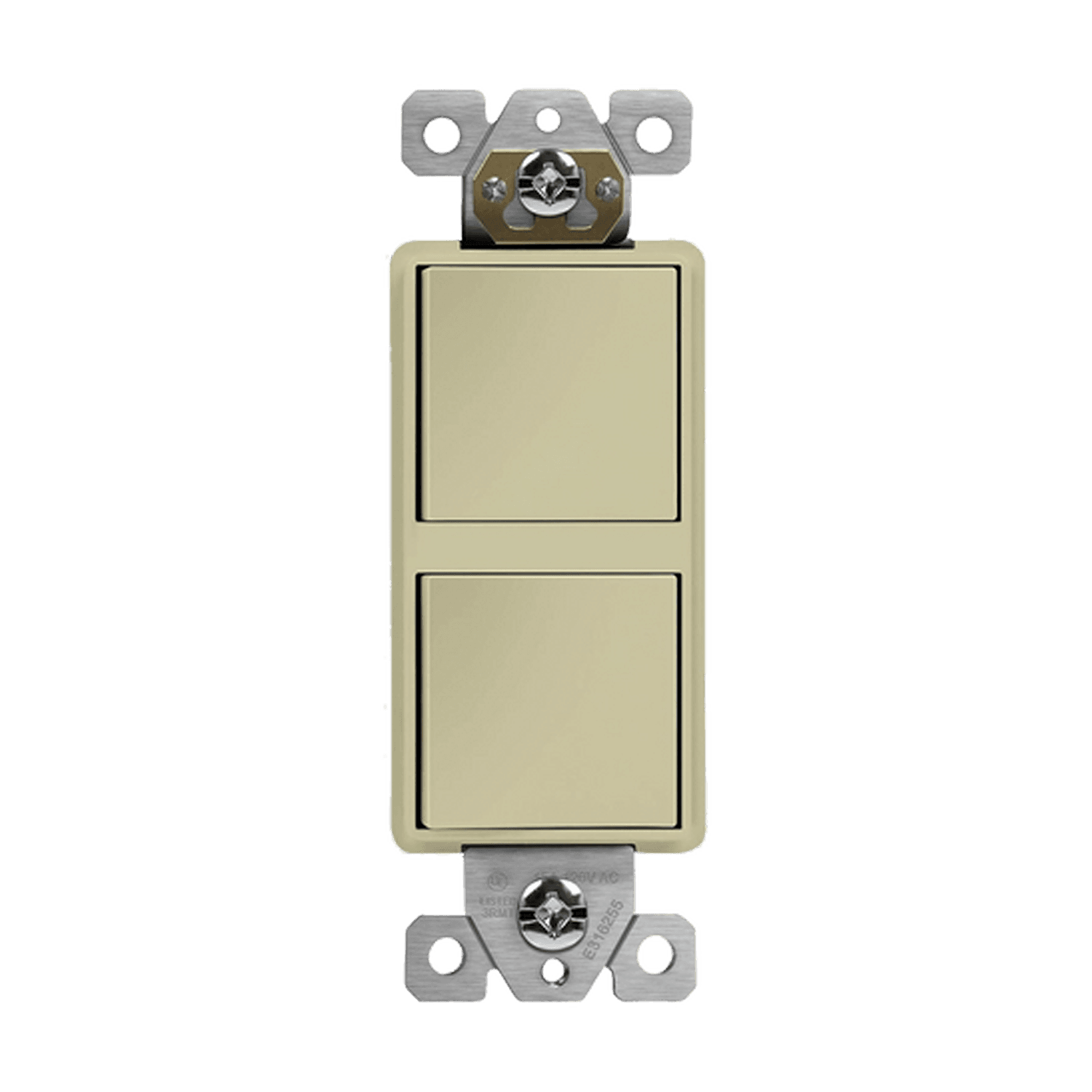 Enerlites 62834-I - Dual Rocker Switches, Single Pole - Ivory