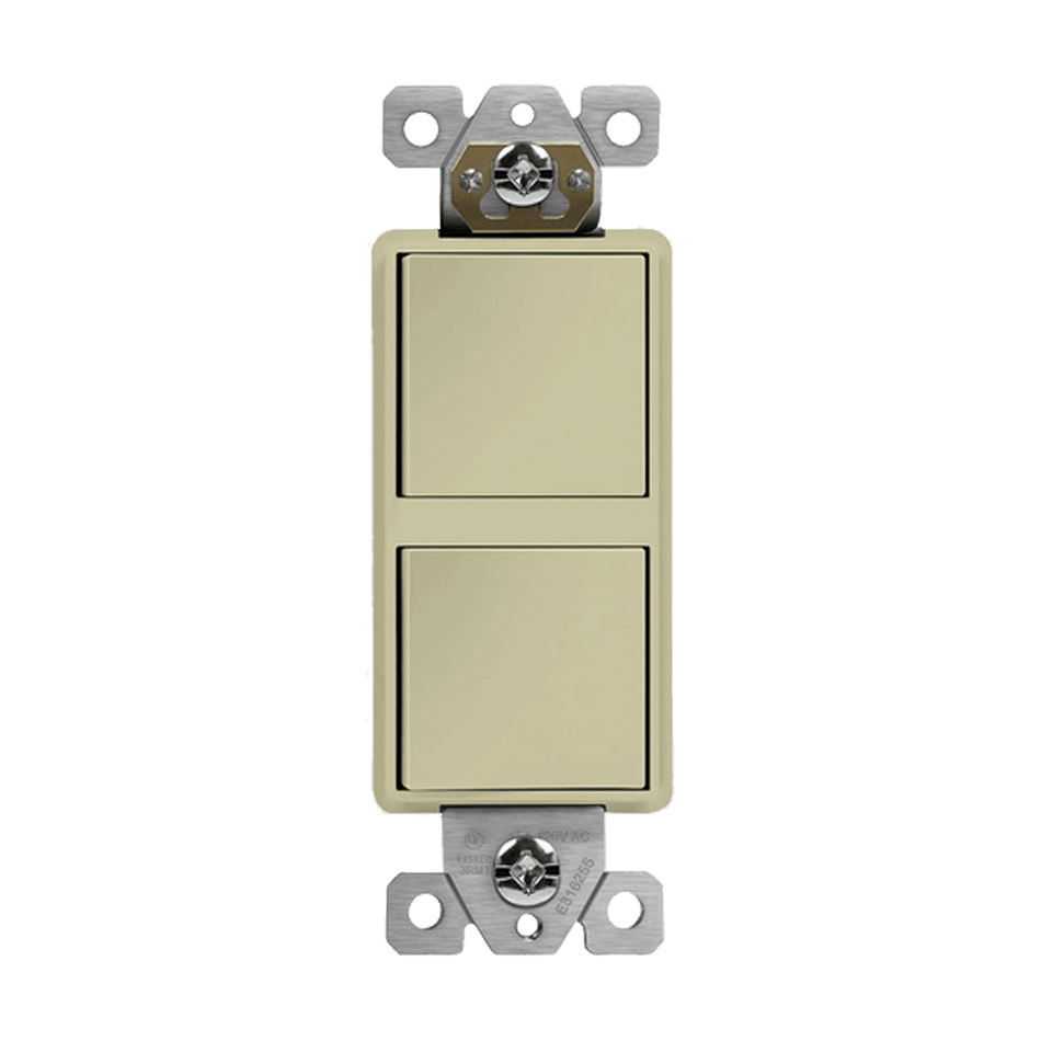 Enerlites 62834-I - Dual Rocker Switches, Single Pole - Ivory