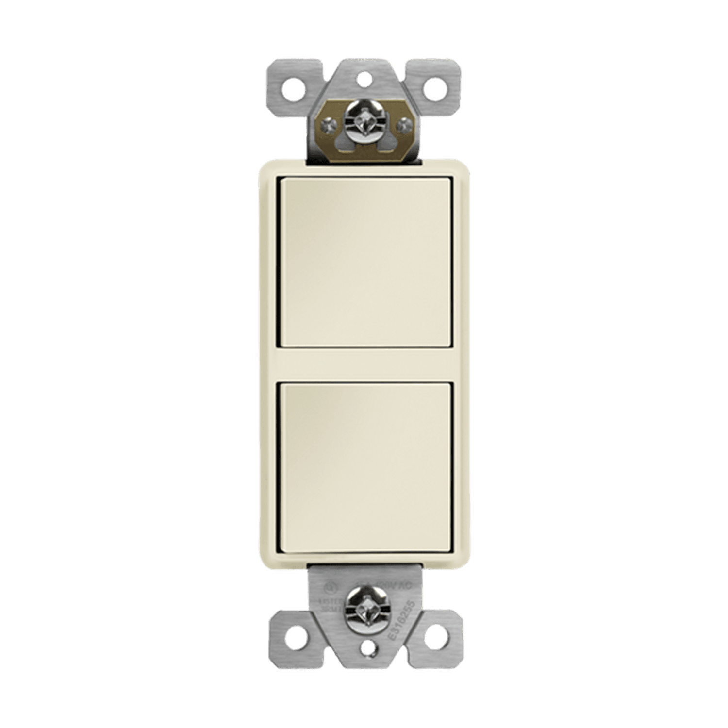 Enerlites 62834-LA - Dual Rocker Switches, Single Pole - Light Almond
