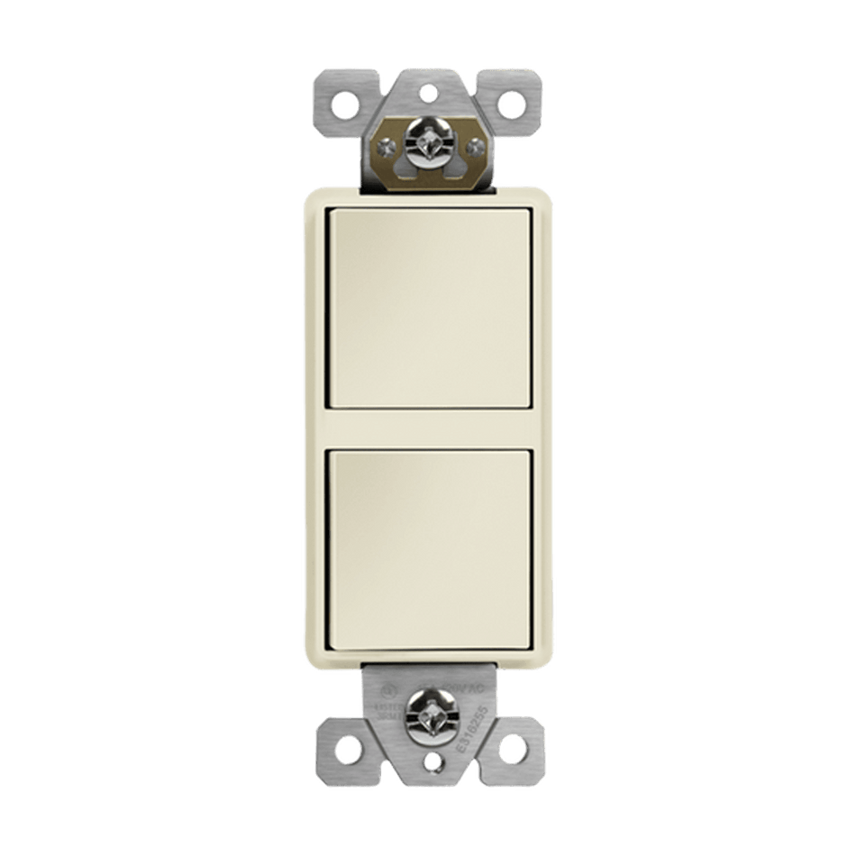 Enerlites 62834-LA - Dual Rocker Switches, Single Pole - Light Almond