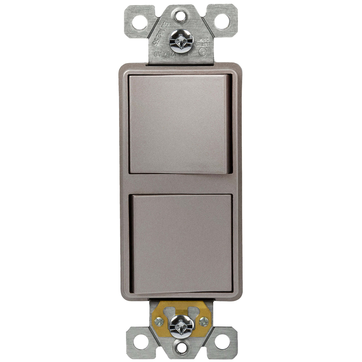 Enerlites 62834-NK - Dual Rocker Switches, Single Pole - Nickel