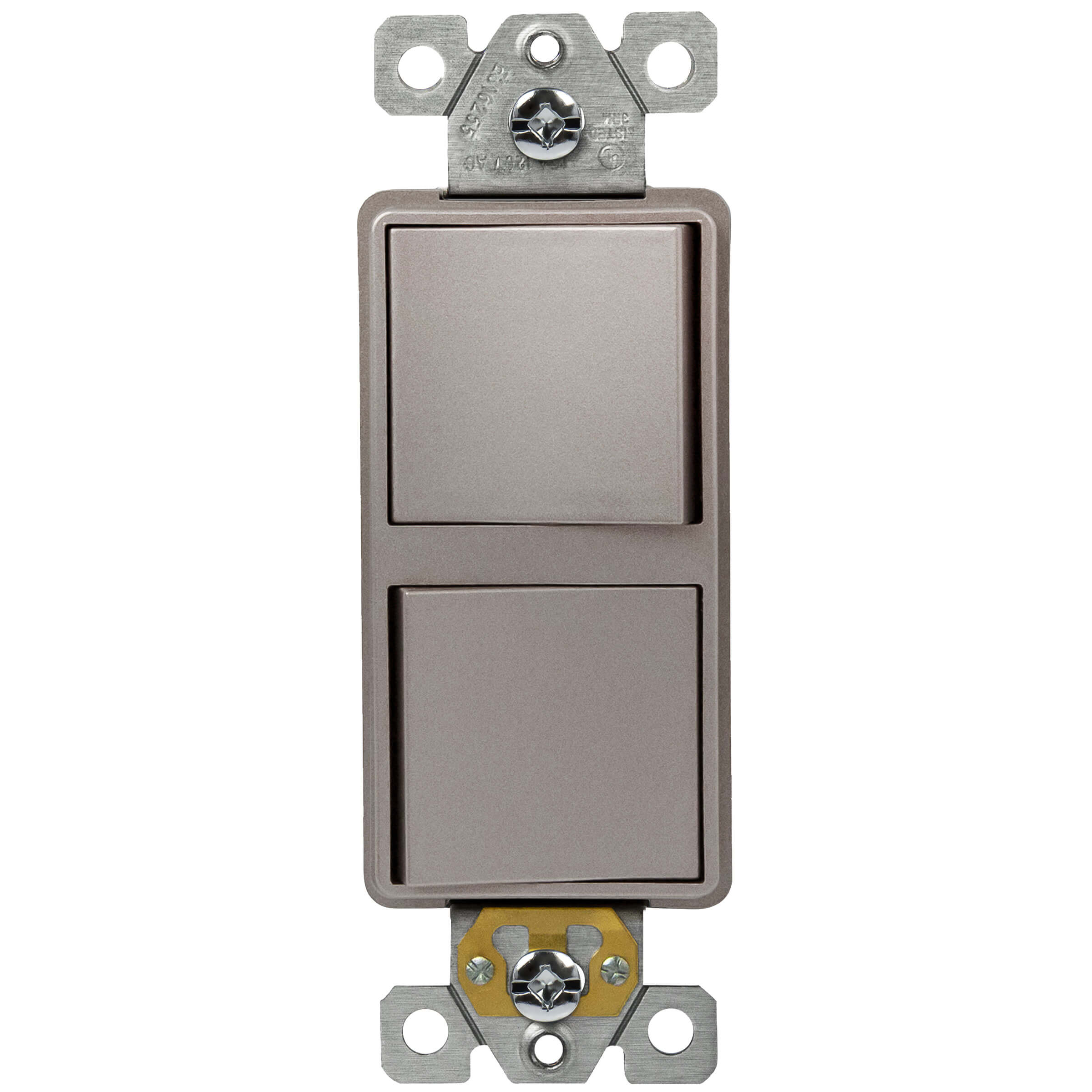 Enerlites 62834-NK - Dual Rocker Switches, Single Pole - Nickel