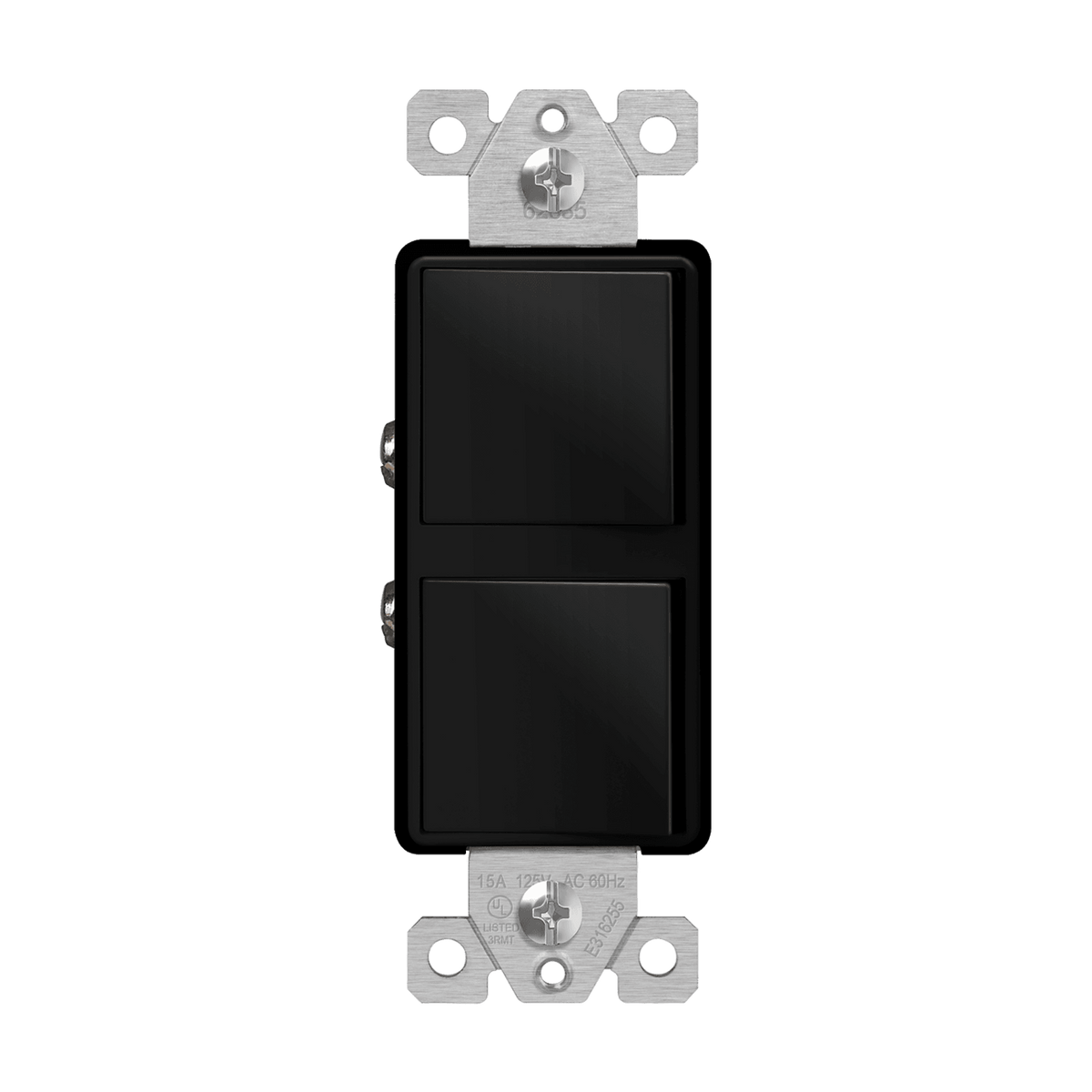 Enerlites 62835-BK - Dual Rocker Switches, Three-Way - Black