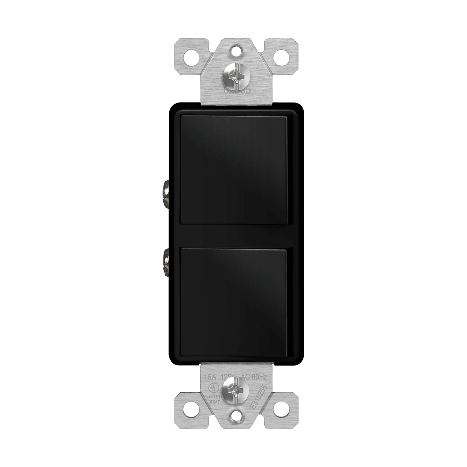 Enerlites 62835-BK - Dual Rocker Switches, Three-Way - Black