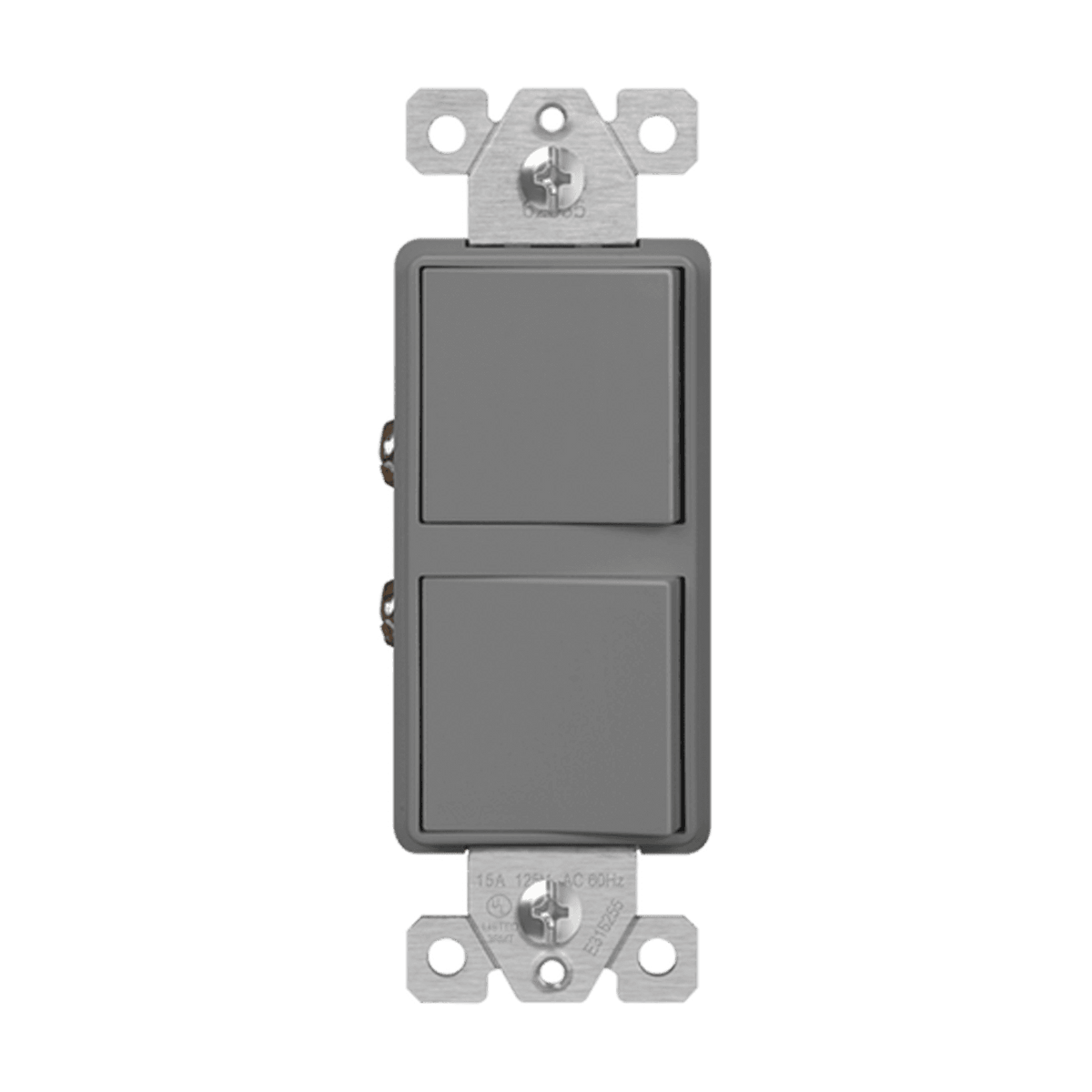 Enerlites 62835-GY - Dual Rocker Switches, Three-Way - Gray