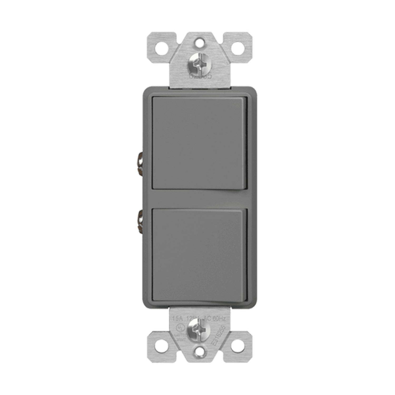 Enerlites 62835-GY - Dual Rocker Switches, Three-Way - Gray