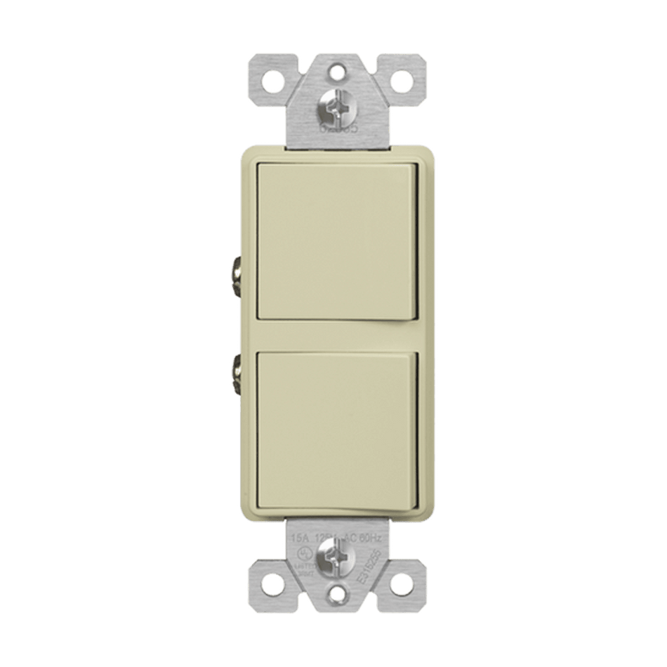 Enerlites 62835-I - Dual Rocker Switches, Three-Way - Ivory