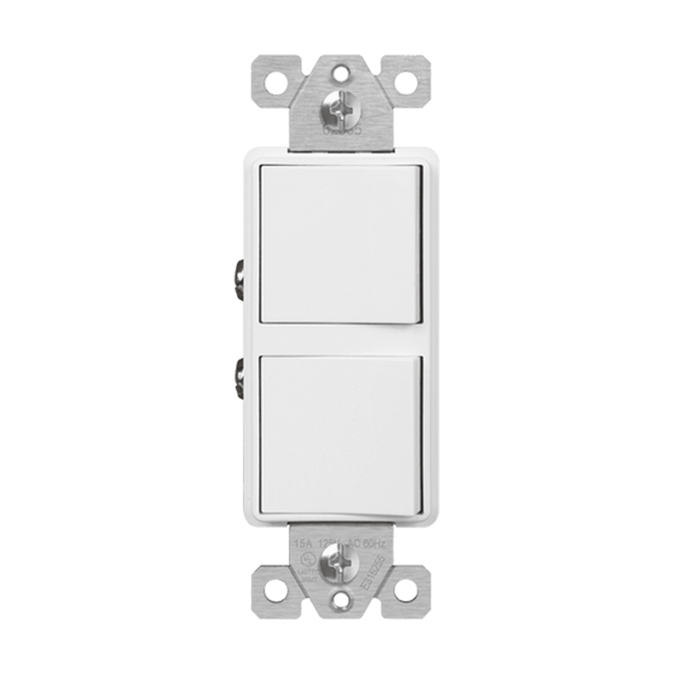 Enerlites 62835-W - Dual Rocker Switches, Three-Way - White