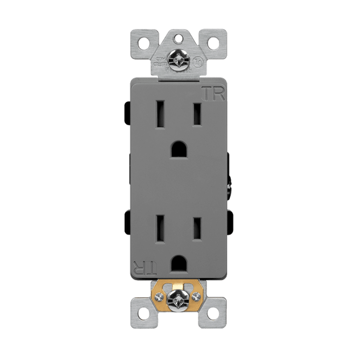 Enerlites 63150-TR-GY - Industrial Grade Heavy Duty 15A Decorator Tamper Resistant Receptacle, 5-15R - Gray