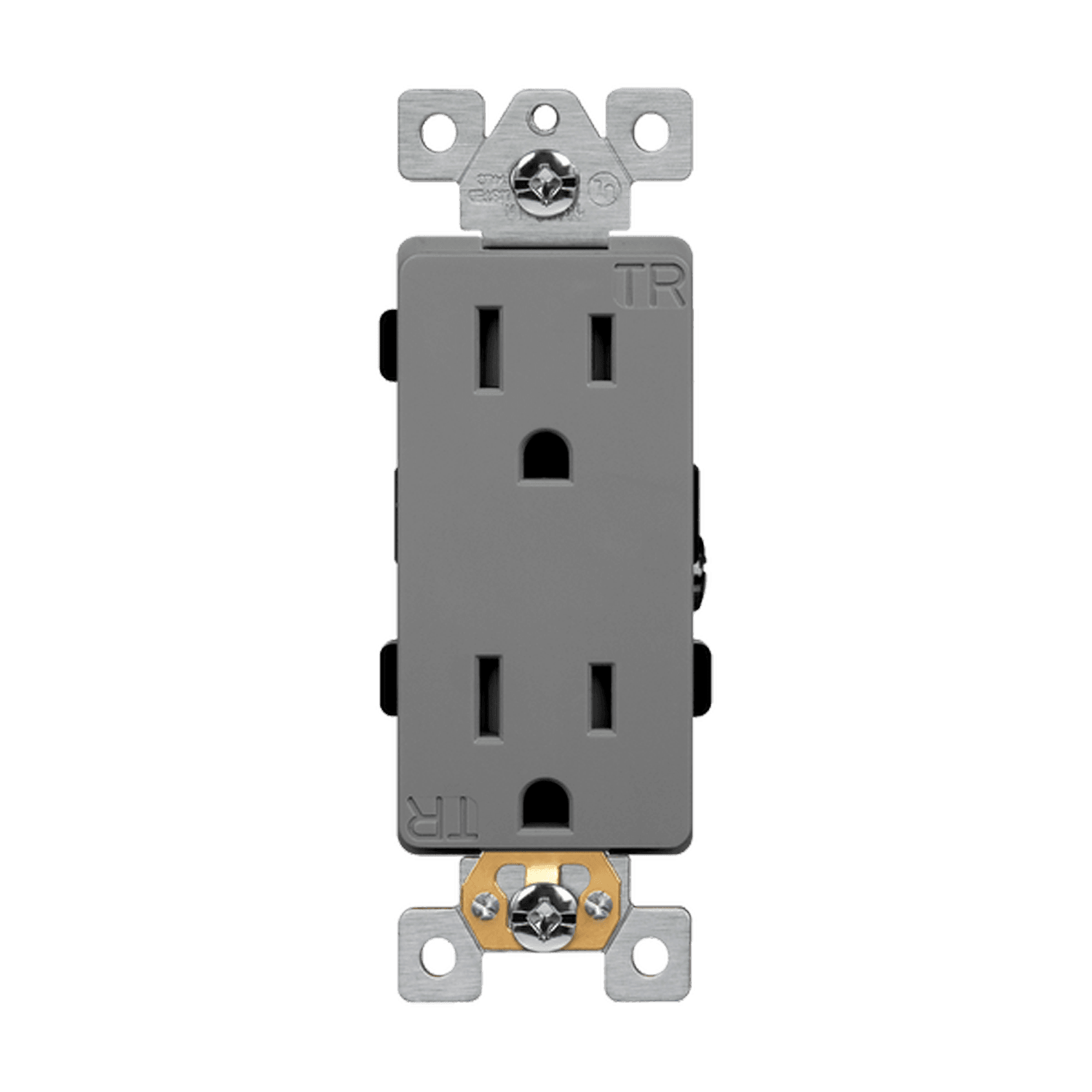 Enerlites 63150-TR-GY - Industrial Grade Heavy Duty 15A Decorator Tamper Resistant Receptacle, 5-15R - Gray