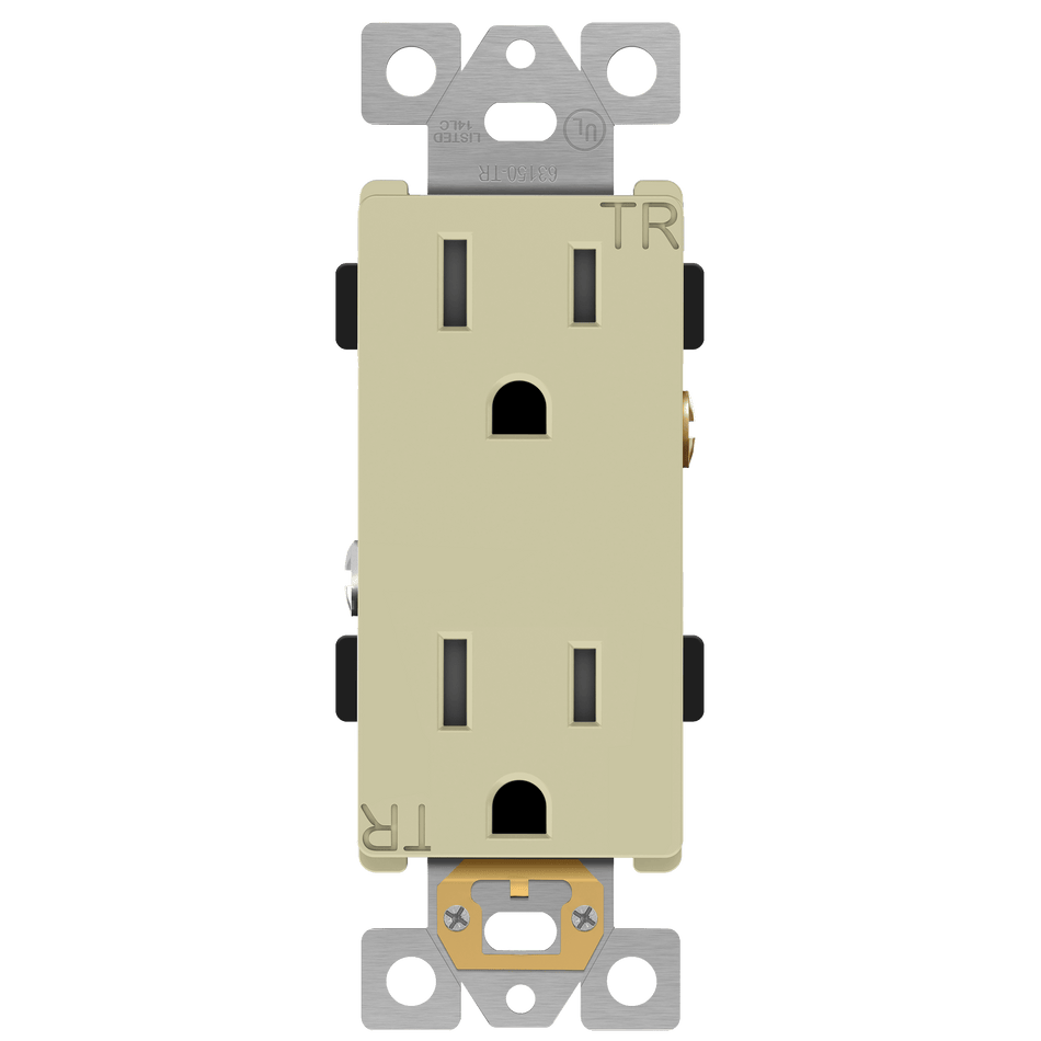 Enerlites 63150-TR-I - Industrial Grade Heavy Duty 15A Decorator Tamper Resistant Receptacle, 5-15R - Ivory