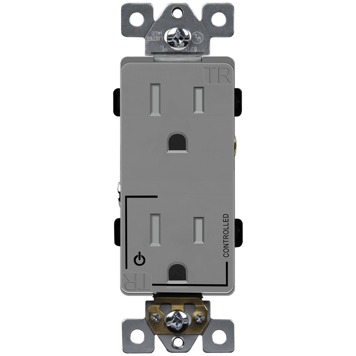 Enerlites 63150-TR-PLH-GY - Half Controlled 15A Tamper-Resistant Decorator Style Plug Load Receptacle, 5-15R - Gray