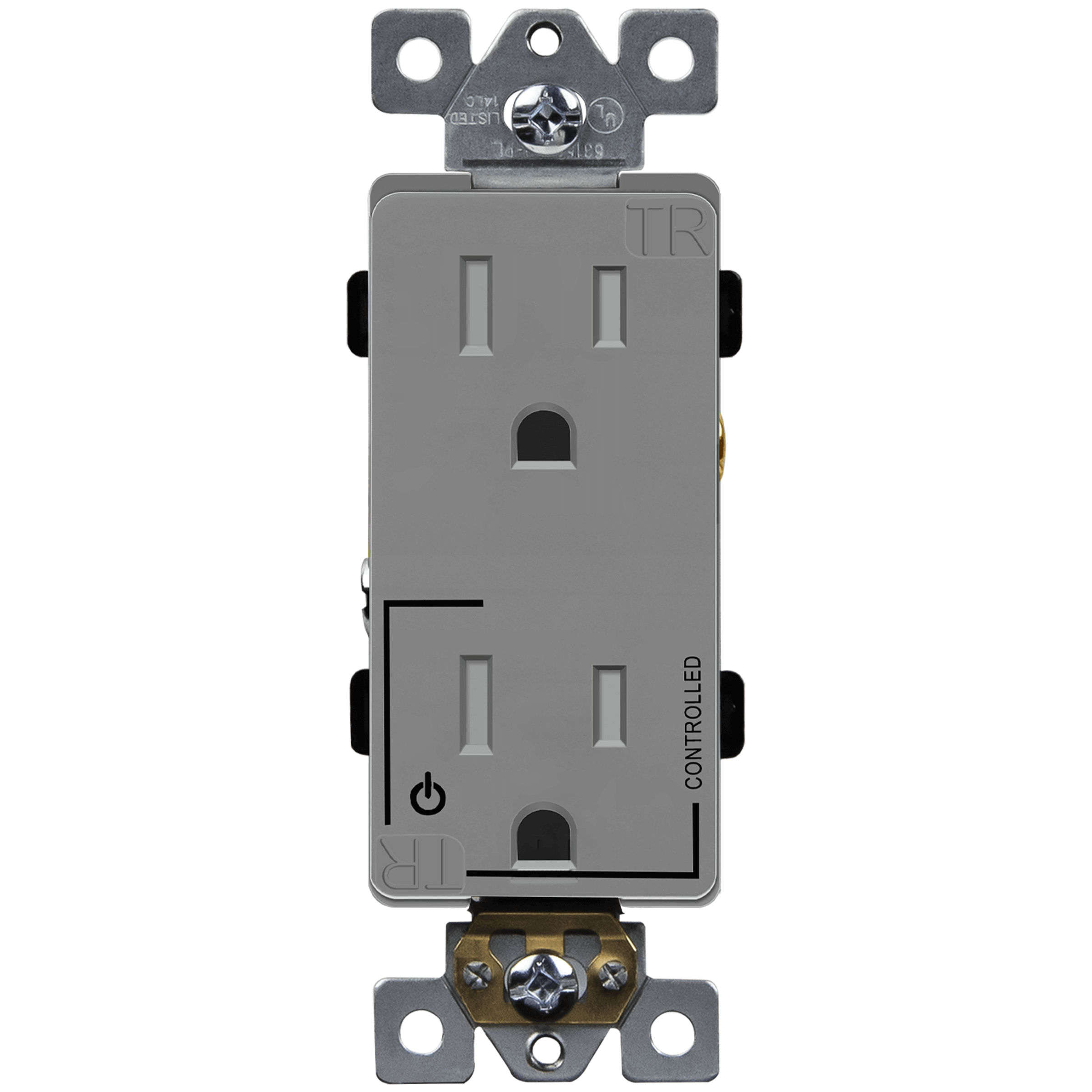 Enerlites 63150-TR-PLH-GY - Half Controlled 15A Tamper-Resistant Decorator Style Plug Load Receptacle, 5-15R - Gray