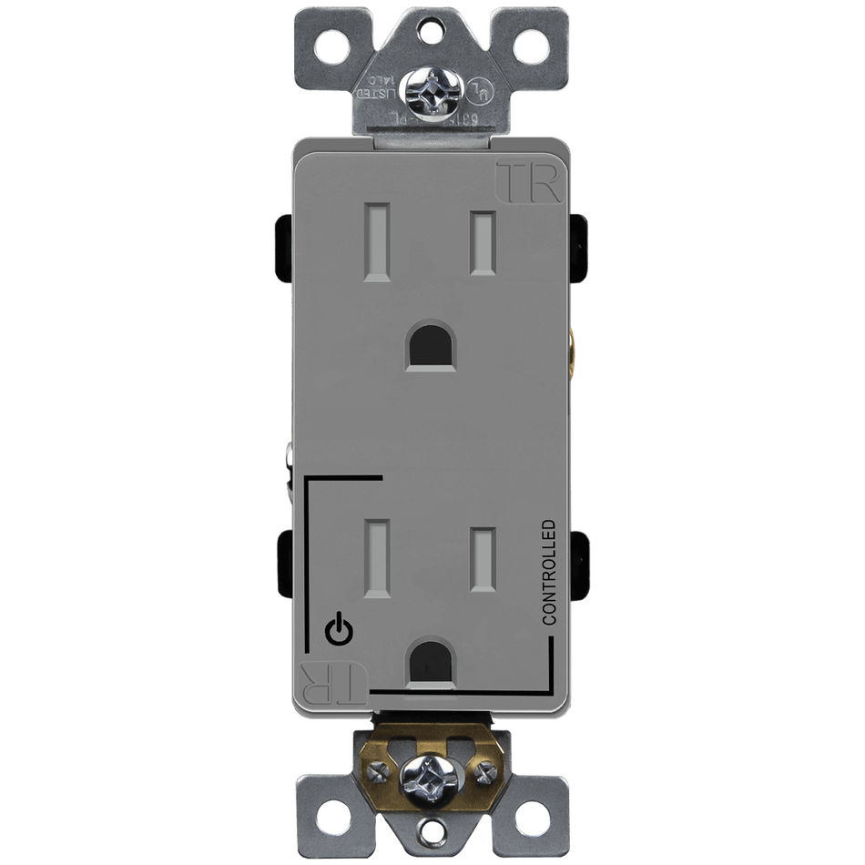 Enerlites 63150-TR-PLH-GY - Half Controlled 15A Tamper-Resistant Decorator Style Plug Load Receptacle, 5-15R - Gray