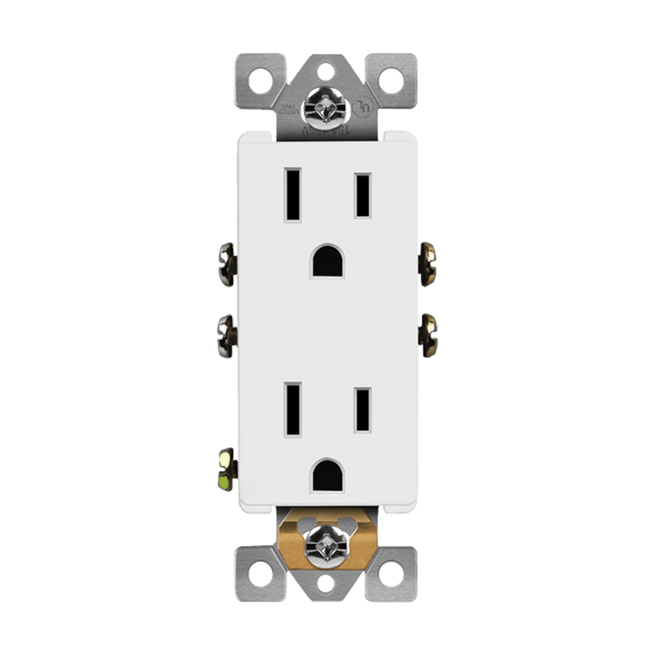Enerlites 63150-TR-W - Industrial Grade Heavy Duty 15A Decorator Tamper Resistant Receptacle, 5-15R - White