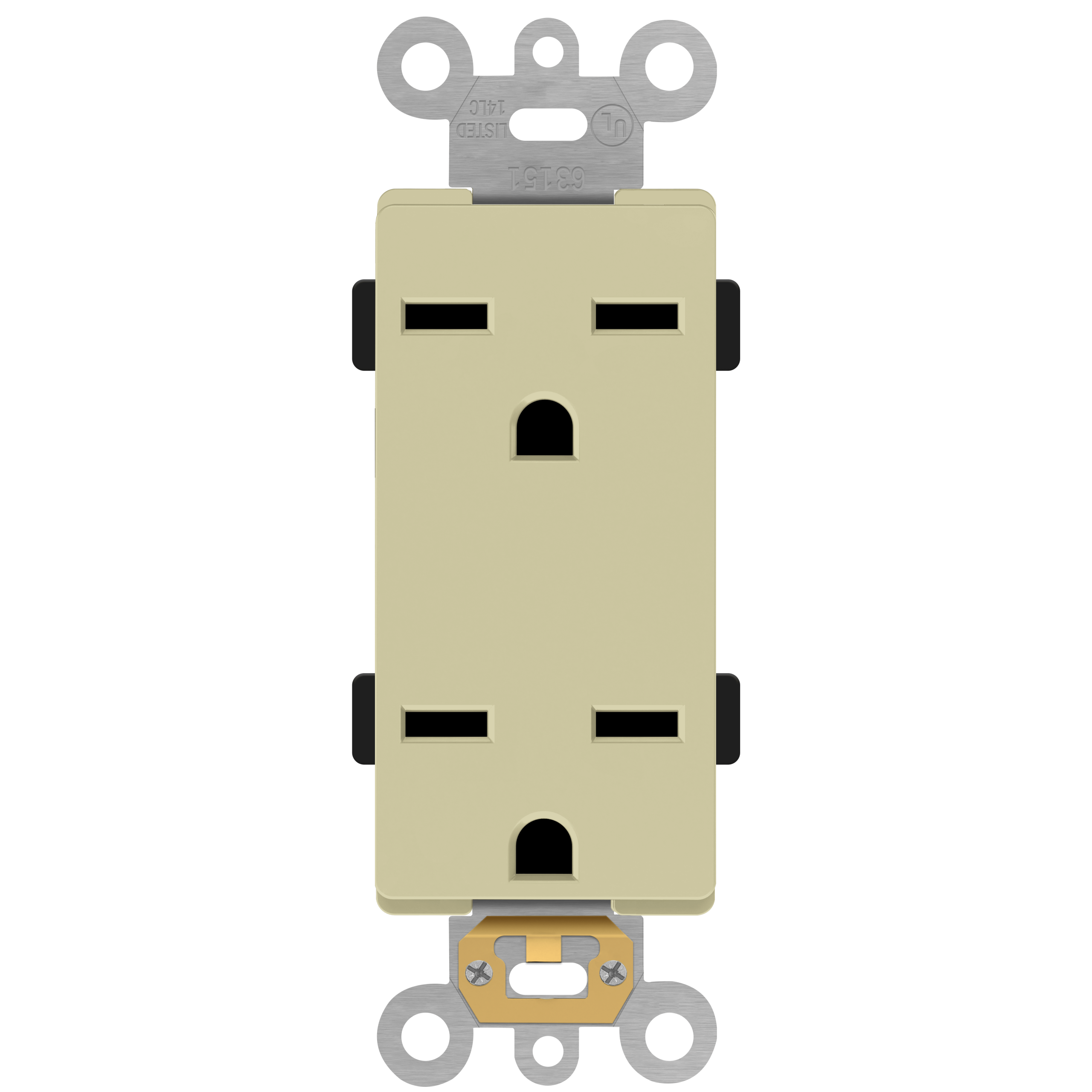Enerlites 63151-I - Industrial Grade Heavy Duty 15A Decorator Receptacle, 6-15R - Ivory