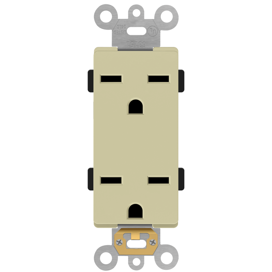 Enerlites 63151-I - Industrial Grade Heavy Duty 15A Decorator Receptacle, 6-15R - Ivory