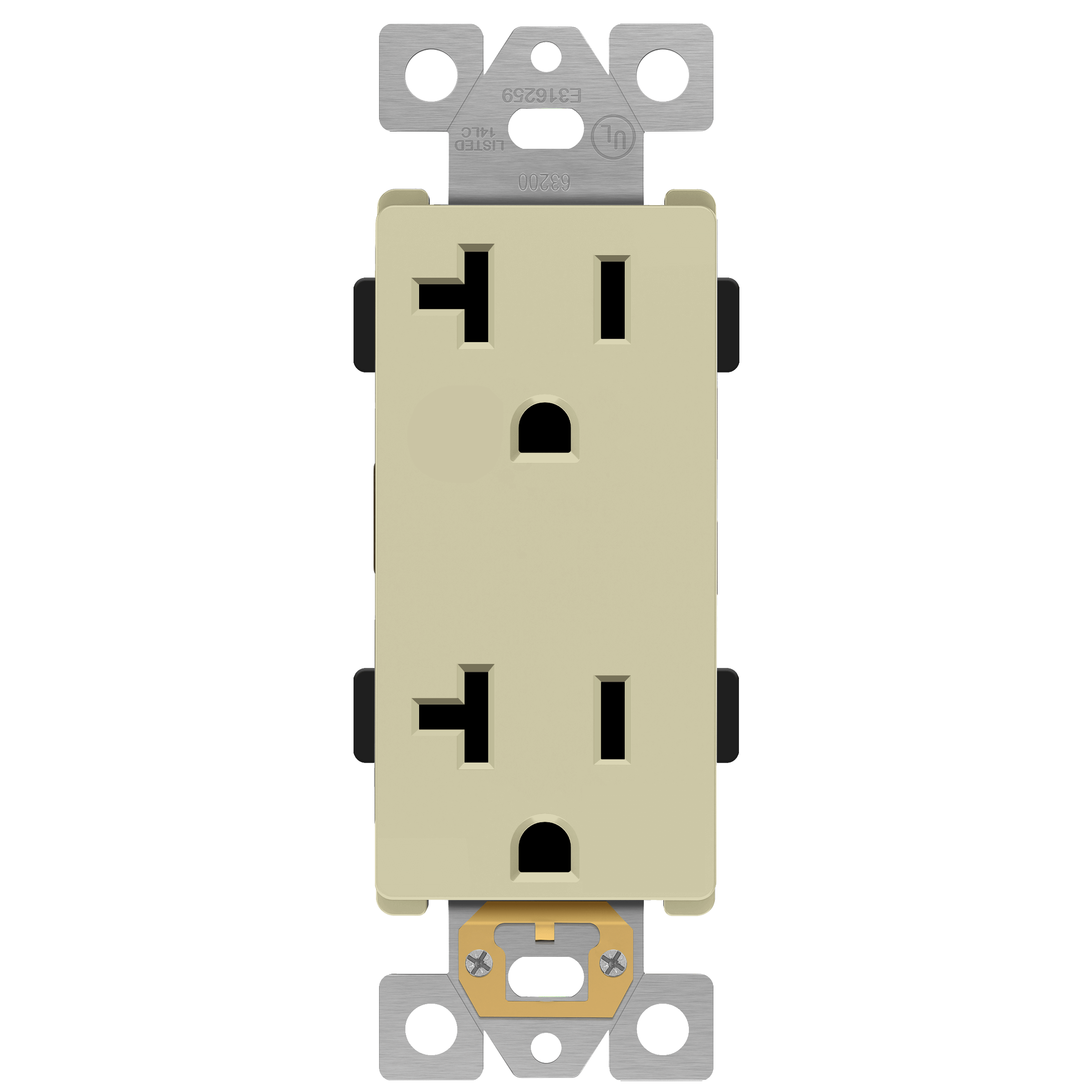 Enerlites 63200-I - Industrial Grade Heavy Duty 20A Decorator Receptacle, 5-20R - Ivory