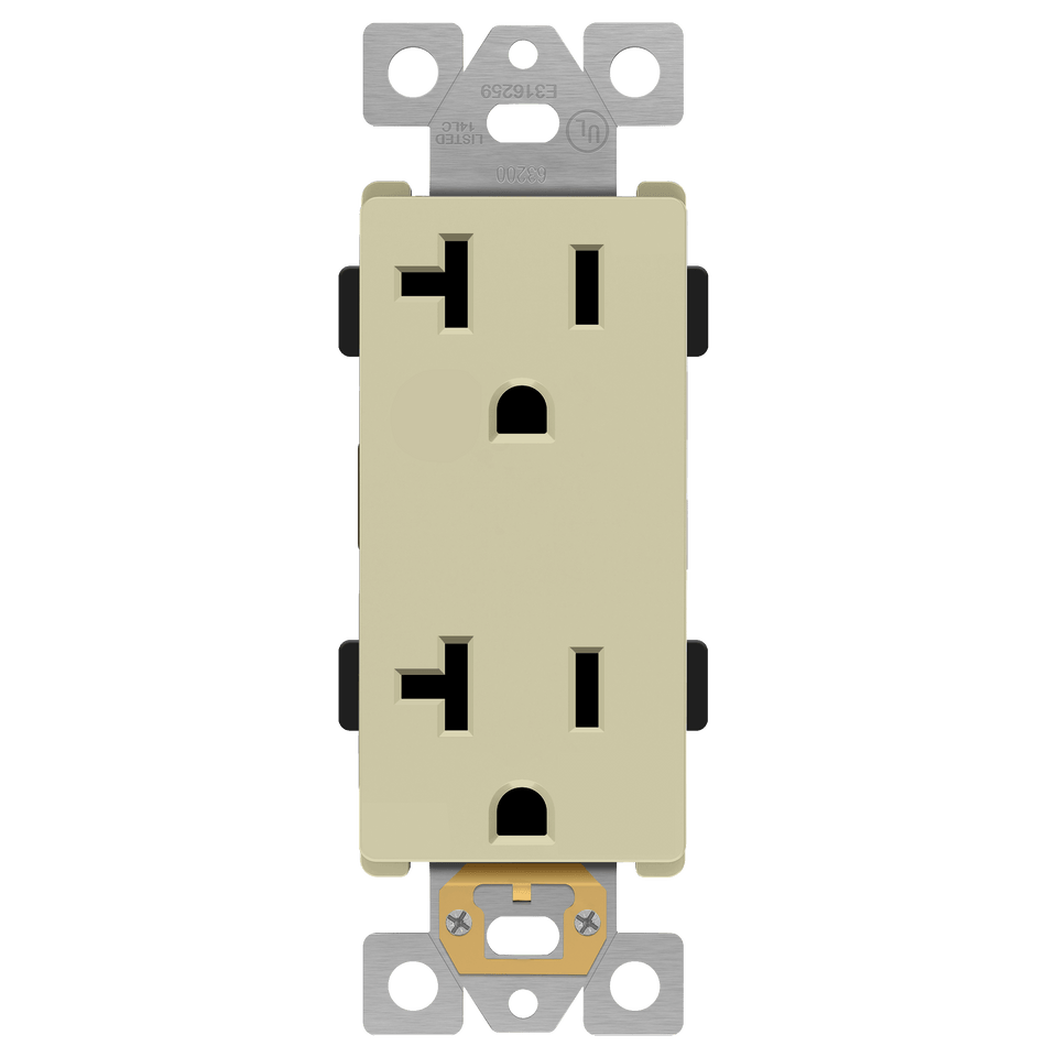 Enerlites 63200-I - Industrial Grade Heavy Duty 20A Decorator Receptacle, 5-20R - Ivory