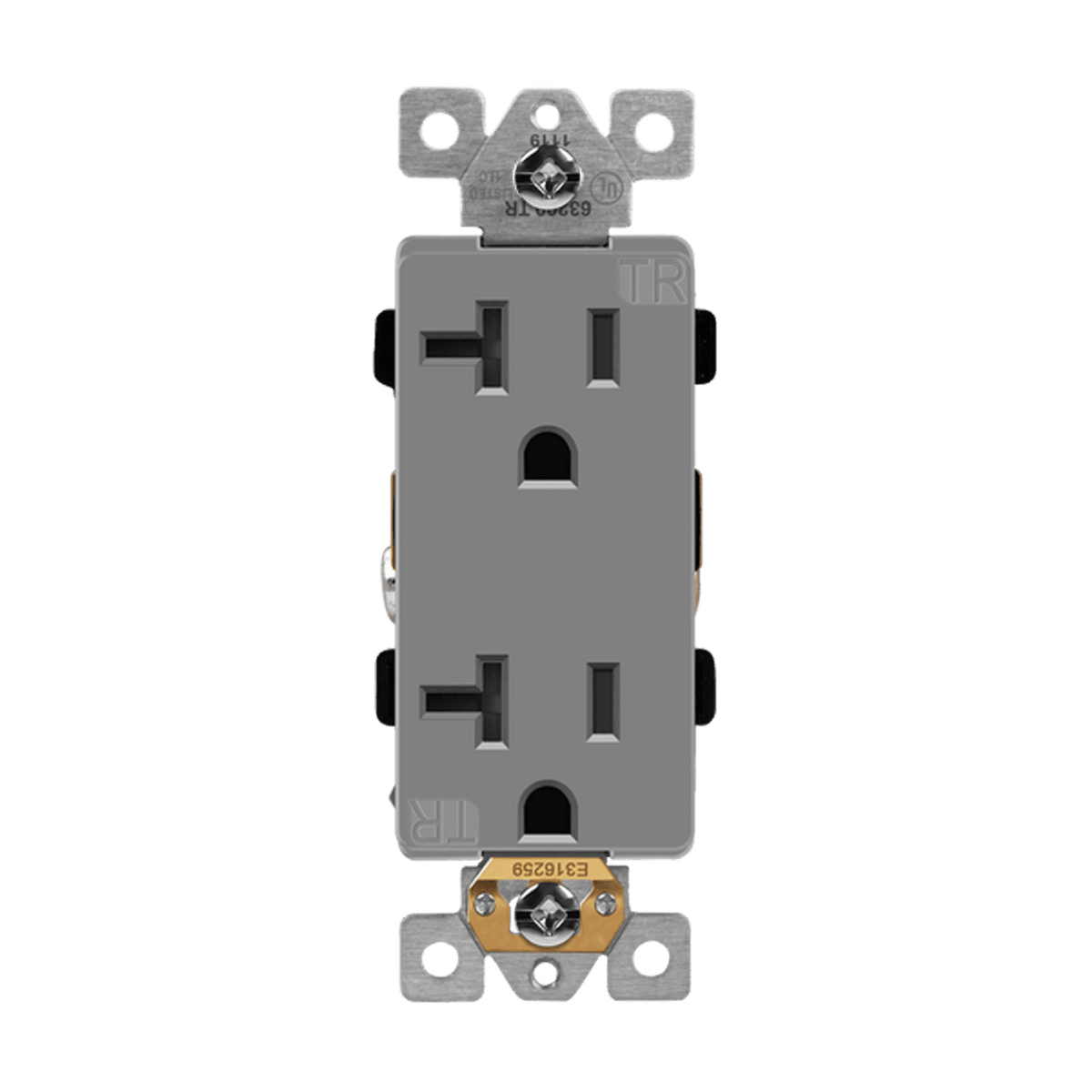 Enerlites 63200-TR-GY - Industrial Grade Heavy Duty 20A Decorator Tamper Resistant Receptacle, 5-20R - Gray