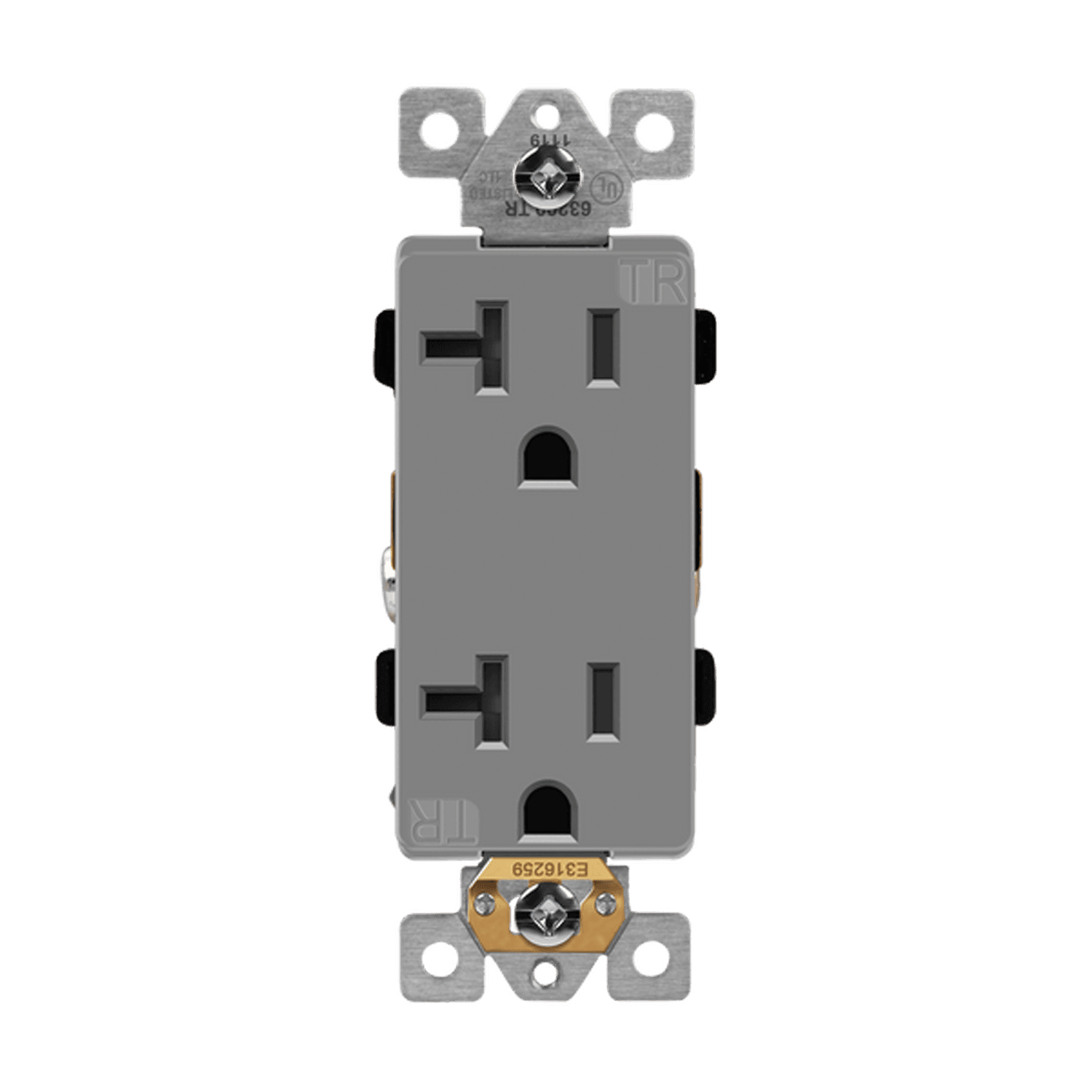 Enerlites 63200-TR-GY - Industrial Grade Heavy Duty 20A Decorator Tamper Resistant Receptacle, 5-20R - Gray