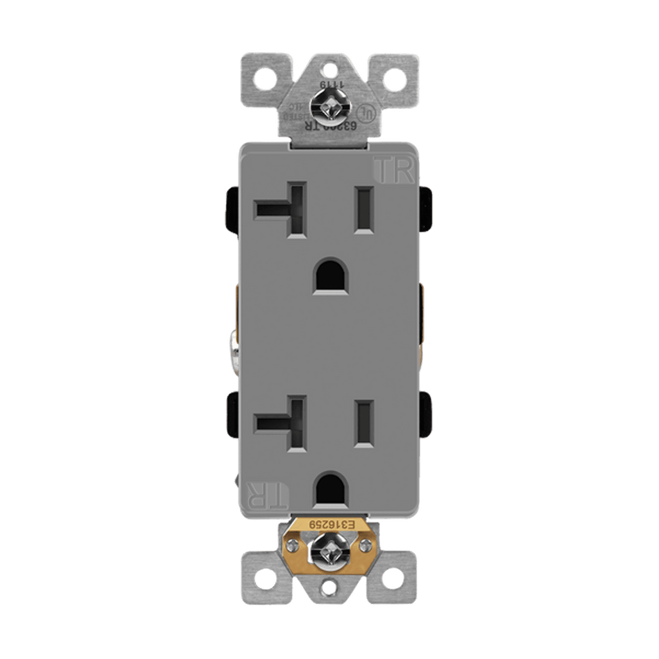 Enerlites 63200-TR-GY - Industrial Grade Heavy Duty 20A Decorator Tamper Resistant Receptacle, 5-20R - Gray
